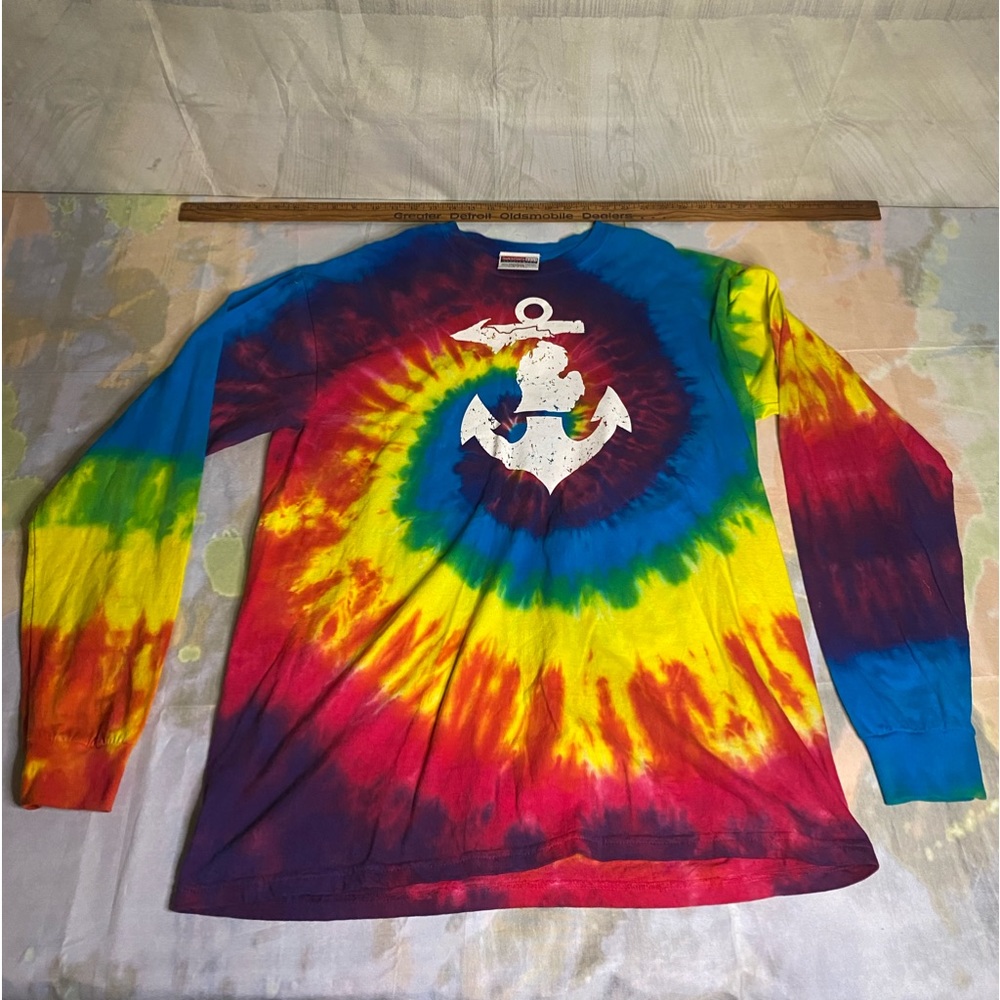 VINTAGE Seasons Best T Shirt Mens Large Great Lakes Michigan Tie Dye Made USA